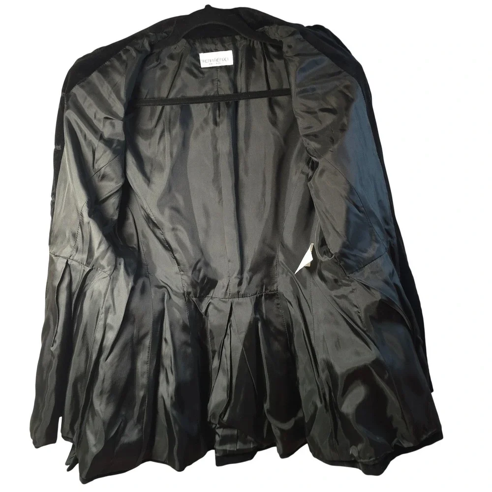 Vtg Henri Bendel‎ Black Velvet Skirt Suit Womens 10 Rhinestone Buttons Italy